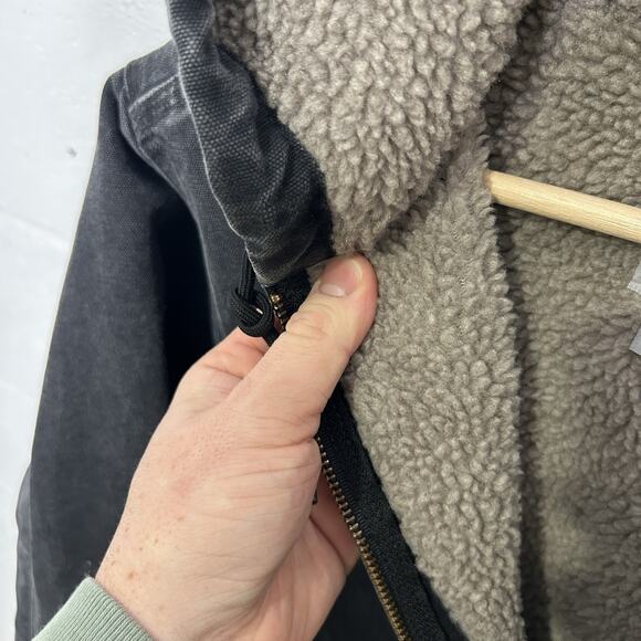Y2K Carhartt Sherpa-Lined Hooded Detroit Jacket “Black” - Picture 10 of 10